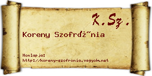 Koreny Szofrónia névjegykártya